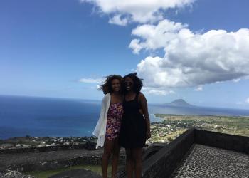 2016 Center for Global Health Scholars, Maha Hassan and Deega Omar in St. Kitts & Nevis